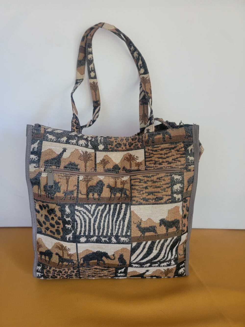 Tapestry Safari Print Tote Bag – Brown Multi